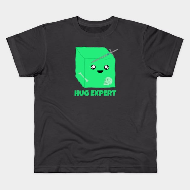 Hug Expert Gelatinous Cube Cute Monster Kids T-Shirt by Side Quest Studios